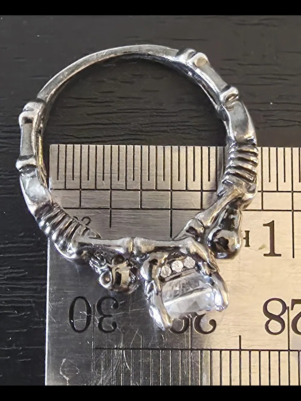 925 Silver Skull Ring with Cubic Zirconia